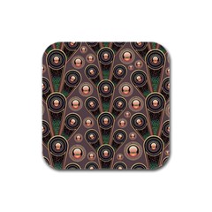 Abstract Pattern Green Rubber Square Coaster (4 Pack)  by HermanTelo