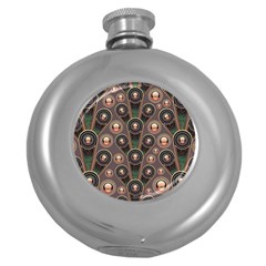 Abstract Pattern Green Round Hip Flask (5 Oz) by HermanTelo