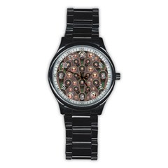 Abstract Pattern Green Stainless Steel Round Watch