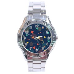 Background Geometric Stainless Steel Analogue Watch