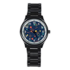 Background Geometric Stainless Steel Round Watch