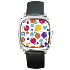 Background Polka Dot Square Metal Watch