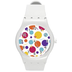 Background Polka Dot Round Plastic Sport Watch (m)