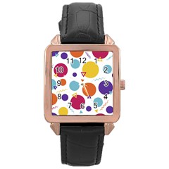 Background Polka Dot Rose Gold Leather Watch 