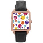 Background Polka Dot Rose Gold Leather Watch  Front