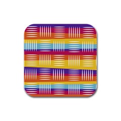 Background Line Rainbow Rubber Square Coaster (4 Pack)  by HermanTelo