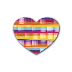 Background Line Rainbow Rubber Coaster (heart) 