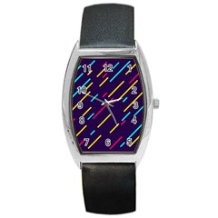 Background Lines Forms Barrel Style Metal Watch by HermanTelo