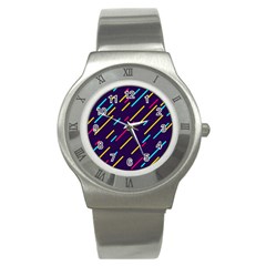 Background Lines Forms Stainless Steel Watch by HermanTelo