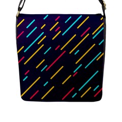 Background Lines Forms Flap Closure Messenger Bag (L)