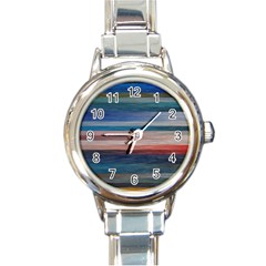 Background Horizontal Lines Round Italian Charm Watch by HermanTelo