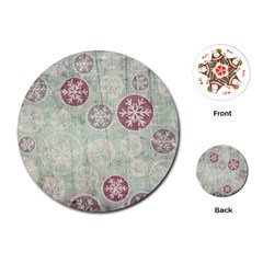 Background Christmas Vintage Old Playing Cards (round)