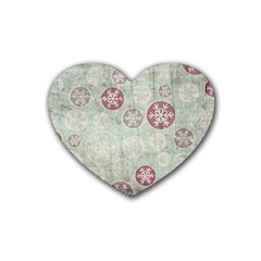 Background Christmas Vintage Old Rubber Coaster (heart)  by HermanTelo