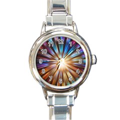 Background Spiral Abstract Round Italian Charm Watch by HermanTelo