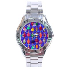 Background Stones Jewels Stainless Steel Analogue Watch