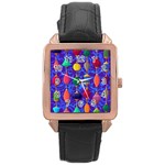 Background Stones Jewels Rose Gold Leather Watch  Front