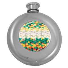 Background Triangle Round Hip Flask (5 Oz) by HermanTelo