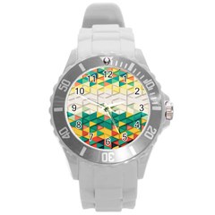 Background Triangle Round Plastic Sport Watch (l)