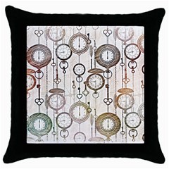 Background Watches Key Time Retro Throw Pillow Case (black) by HermanTelo