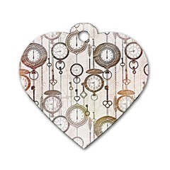 Background Watches Key Time Retro Dog Tag Heart (two Sides)