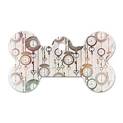 Background Watches Key Time Retro Dog Tag Bone (two Sides)