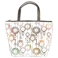 Background Watches Key Time Retro Bucket Bag