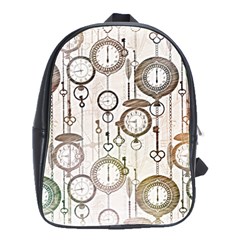 Background Watches Key Time Retro School Bag (large)