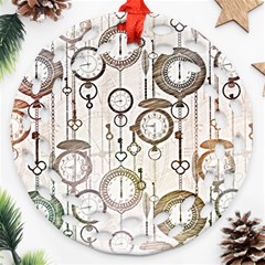 Background Watches Key Time Retro Ornament (round Filigree) by HermanTelo