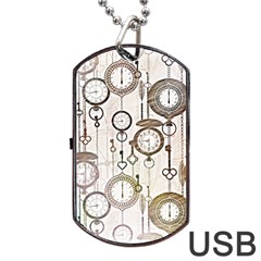 Background Watches Key Time Retro Dog Tag Usb Flash (one Side) by HermanTelo