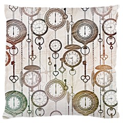 Background Watches Key Time Retro Large Cushion Case (two Sides) by HermanTelo