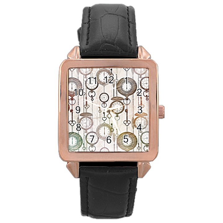 Background Watches Key Time Retro Rose Gold Leather Watch 