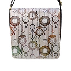 Background Watches Key Time Retro Flap Closure Messenger Bag (l) by HermanTelo