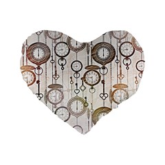 Background Watches Key Time Retro Standard 16  Premium Flano Heart Shape Cushions by HermanTelo