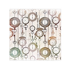 Background Watches Key Time Retro Small Satin Scarf (square) by HermanTelo