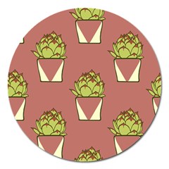 Cactus Pattern Background Texture Magnet 5  (round) by HermanTelo