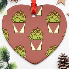 Cactus Pattern Background Texture Heart Ornament (two Sides)