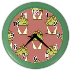 Cactus Pattern Background Texture Color Wall Clock by HermanTelo