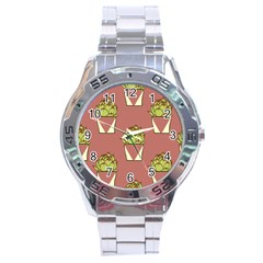 Cactus Pattern Background Texture Stainless Steel Analogue Watch by HermanTelo