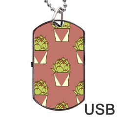 Cactus Pattern Background Texture Dog Tag Usb Flash (one Side) by HermanTelo