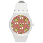 Cactus Pattern Background Texture Round Plastic Sport Watch (M) Front