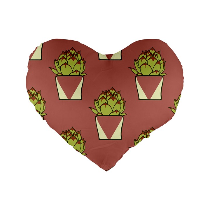 Cactus Pattern Background Texture Standard 16  Premium Flano Heart Shape Cushions