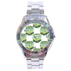 Cactus Pattern Stainless Steel Analogue Watch