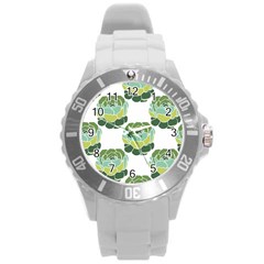 Cactus Pattern Round Plastic Sport Watch (L)