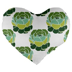 Cactus Pattern Large 19  Premium Flano Heart Shape Cushions