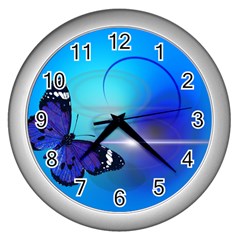 Butterfly Animal Insect Wall Clock (silver)