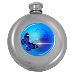 Butterfly Animal Insect Round Hip Flask (5 Oz)