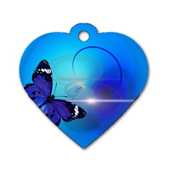 Butterfly Animal Insect Dog Tag Heart (one Side)