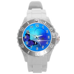 Butterfly Animal Insect Round Plastic Sport Watch (l)