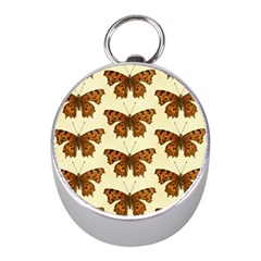 Butterflies Insects Pattern Mini Silver Compasses