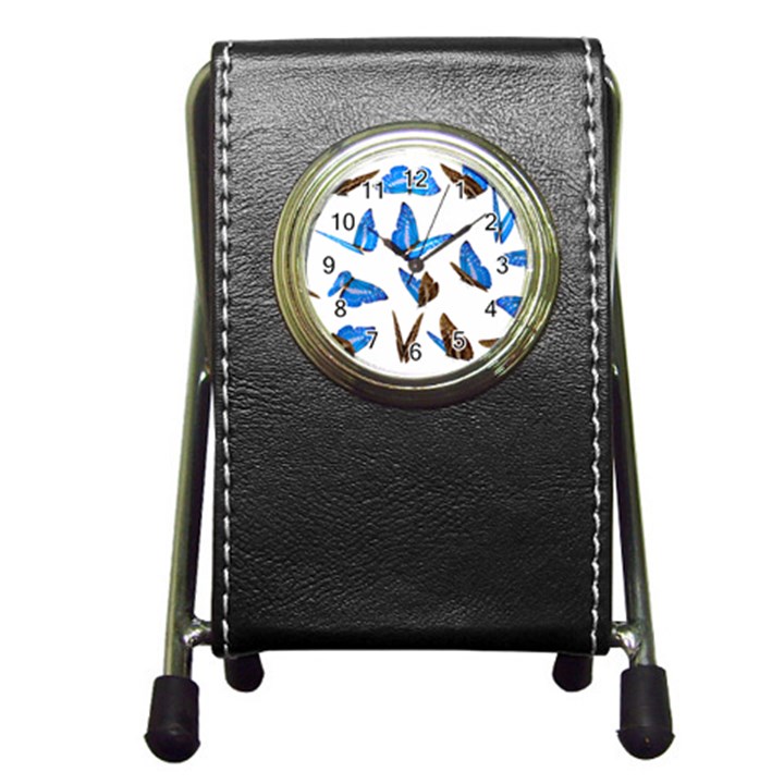 Butterfly Unique Background Pen Holder Desk Clock